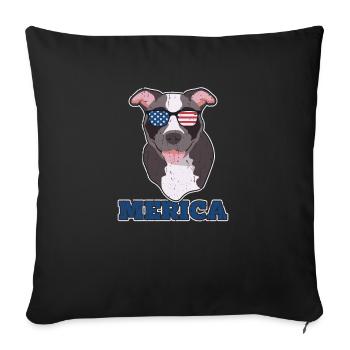 Merica - chien pitbull - Housse de coussin décorative 45 x 45 cm - noir - Devant
