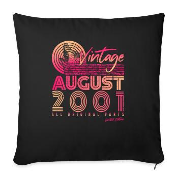 Mois de naissance Août 2001 - Housse de coussin décorative 45 x 45 cm - noir - Devant