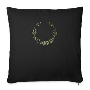 Eucalyptus Flower Wreath I Team Bridal Wedding Boho - Sofa pillowcase 17,3'' x 17,3'' (45 x 45 cm) - black - Front