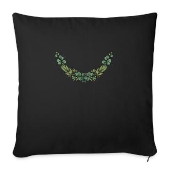 Eucalyptus Flower Wreath I Team Bridal Wedding Boho - Sofa pillowcase 17,3'' x 17,3'' (45 x 45 cm) - black - Front
