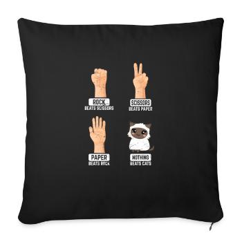 Papier de roche Ciseaux Chats Drôles De Chats Amants Mignon Chat - Housse de coussin décorative 45 x 45 cm - noir - Devant