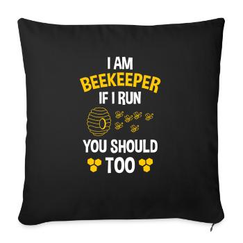 Ruche Apiculture Abeilles Miel Apiculteurs - Housse de coussin décorative 45 x 45 cm - noir - Devant