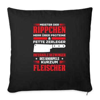 Meister Der Rippchen Herr Über Proteine & Fette - Sofakissenbezug 45 x 45 cm - Schwarz - Vorne