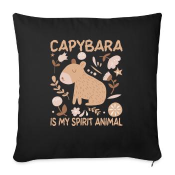 Capybara Wasserschwein Capybaras - Housse de coussin décorative 45 x 45 cm - noir - Devant