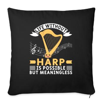 Harp Musician Harp Player - Sofa pillowcase 17,3'' x 17,3'' (45 x 45 cm) - black - Front