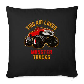 Cet enfant aime les Monster Trucks - Housse de coussin décorative 45 x 45 cm - noir - Devant