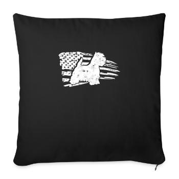 Silhoutte of west highland terrier with american - Sofa pillowcase 17,3'' x 17,3'' (45 x 45 cm) - black - Front