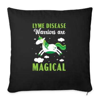 Lyme Disease Warriors Are Magical Unicorn Lover - Sofa pillowcase 17,3'' x 17,3'' (45 x 45 cm) - black - Front