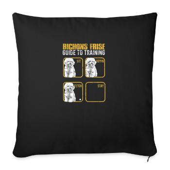 Bichon frise guide to training Sit down Fetch - Sofa pillowcase 17,3'' x 17,3'' (45 x 45 cm) - black - Front