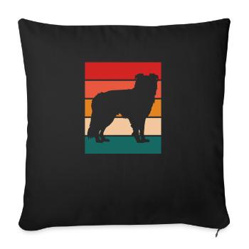 Border collie silhoutte avec couleur rétro - Housse de coussin décorative 45 x 45 cm - noir - Devant