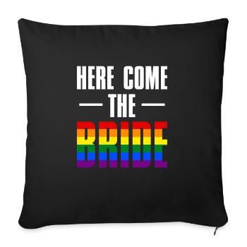 Voici la chemise cadeau LGBT de la mariée - Housse de coussin décorative 45 x 45 cm - noir - Devant
