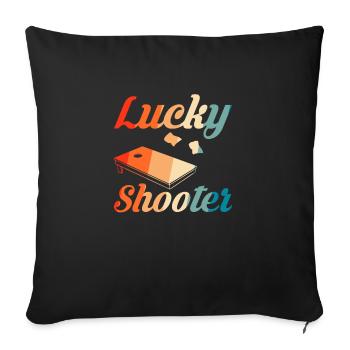 Lucky Shooter Cornhole Shirt Cadeau - Housse de coussin décorative 45 x 45 cm - noir - Devant