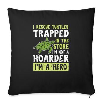 Je sauve des tortues piégées dans le magasin Funny Sea Tu - Housse de coussin décorative 45 x 45 cm - noir - Devant