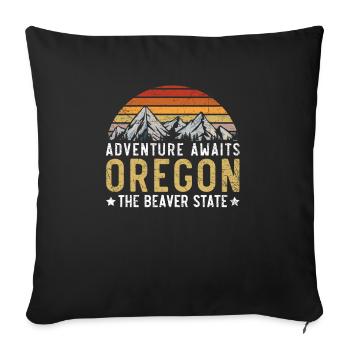 Adventure Awaits Oregon The Beaver State USA - Sofa pillowcase 17,3'' x 17,3'' (45 x 45 cm) - black - Front