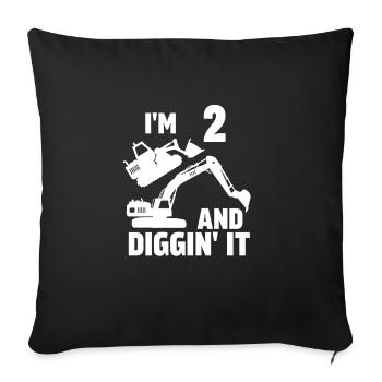 J’ai 2 ans et Diggin' It - Housse de coussin décorative 45 x 45 cm - noir - Devant
