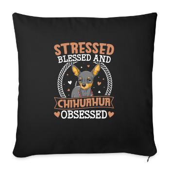 Gesegneter Chihuahua Besessener Lustiger - Sofakissenbezug 45 x 45 cm - Schwarz - Vorne