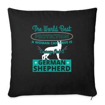Courage And A German Shepherd - Sofa pillowcase 17,3'' x 17,3'' (45 x 45 cm) - black - Front