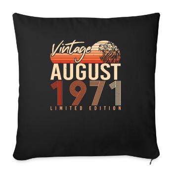 1971 August Vintage - Sofakissenbezug 45 x 45 cm - Schwarz - Vorne