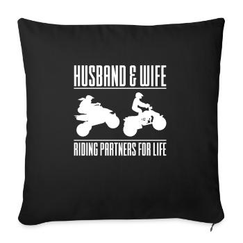 Mari et femme Partenaires d’équitation pour la vie Chemise Quad - Housse de coussin décorative 45 x 45 cm - noir - Devant