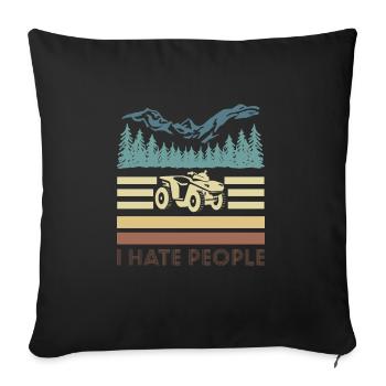 Vintage Retro I Hate People Quad Shirt - Sofa pillowcase 17,3'' x 17,3'' (45 x 45 cm) - black - Front