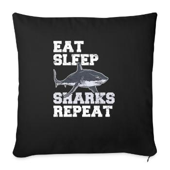 Eat Sleep Sharks Repeat Funny Shark Lover Funny Sh - Sofa pillowcase 17,3'' x 17,3'' (45 x 45 cm) - black - Front