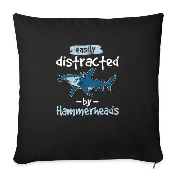 Easily Distracted By Hammerheads Hammerhead Shark - Sofa pillowcase 17,3'' x 17,3'' (45 x 45 cm) - black - Front