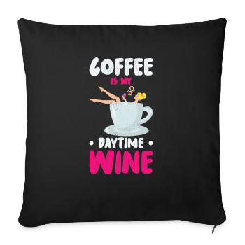 Café Caféine Vin Boire Café Addict - Housse de coussin décorative 45 x 45 cm - noir - Devant