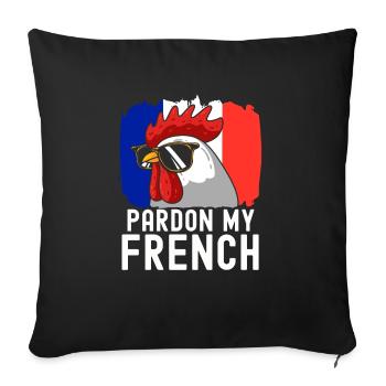 France Drapeau France Paris Marseille Français - Housse de coussin décorative 45 x 45 cm - noir - Devant
