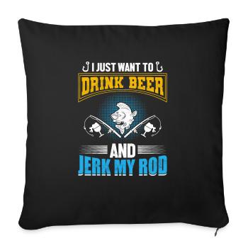 Fish Beer Fishing Fishing Fishing - Sofa pillowcase 17,3'' x 17,3'' (45 x 45 cm) - black - Front