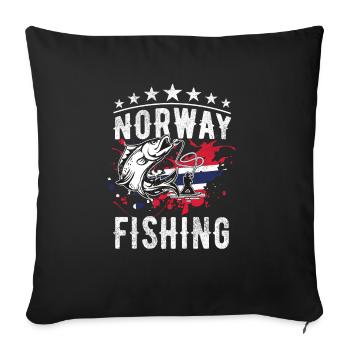 Norway fishing Norway Flag - Sofa pillowcase 17,3'' x 17,3'' (45 x 45 cm) - black - Front