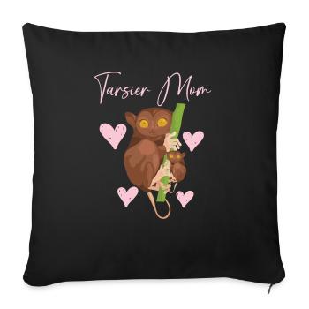 Tarsier Maman Grands Yeux Arbres Forêt Amoureux des Animaux - Housse de coussin décorative 45 x 45 cm - noir - Devant