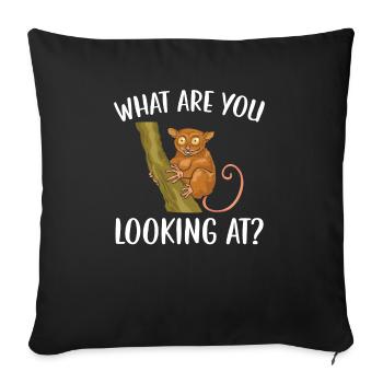 What Are You Looking At Big Eyes Animal Tarsier - Sofa pillowcase 17,3'' x 17,3'' (45 x 45 cm) - black - Front