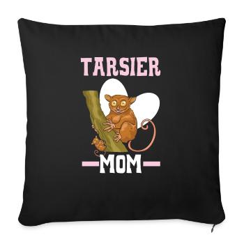 Tarsier Maman Grands Yeux Arbres Forêt Amoureux des Animaux - Housse de coussin décorative 45 x 45 cm - noir - Devant