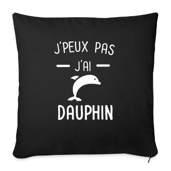 Je peux pas j'ai dauphin animal - Housse de coussin décorative 45 x 45 cm - noir - Devant