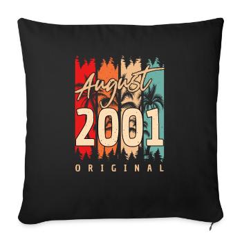Mois de naissance Août 2001 - Housse de coussin décorative 45 x 45 cm - noir - Devant