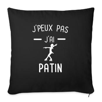 Je peux pas j'ai patin femme - Housse de coussin décorative 45 x 45 cm - noir - Devant