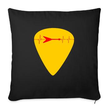rythme cardiaque battement cœur guitare - Housse de coussin décorative 45 x 45 cm - noir - Devant