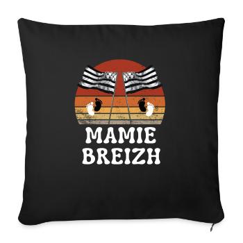 Mamie Breizh Bretagne - Annonce Grossesse - Housse de coussin décorative 45 x 45 cm - noir - Devant