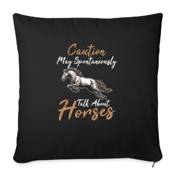 La prudence peut parler spontanément de chevaux cheval - Housse de coussin décorative 45 x 45 cm - noir - Devant