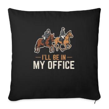 Je serai dans mon bureau Chevaux de ferme Cheval R - Housse de coussin décorative 45 x 45 cm - noir - Devant