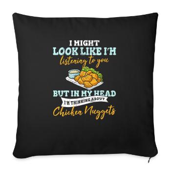 Dans ma tête, je pense à Chicken Nuggets Nugg - Housse de coussin décorative 45 x 45 cm - noir - Devant