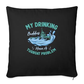 Tugboat Drinking Buddies Alcohol Tugboat Captain - Housse de coussin décorative 45 x 45 cm - noir - Devant