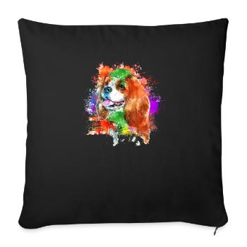 King Charles Cavalier Rainbow color portrait - - Sofa pillowcase 17,3'' x 17,3'' (45 x 45 cm) - black - Front