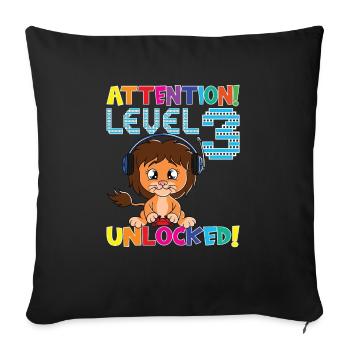 Level 3 Unlocked Gaming Birthday - Sofa pillowcase 17,3'' x 17,3'' (45 x 45 cm) - black - Front