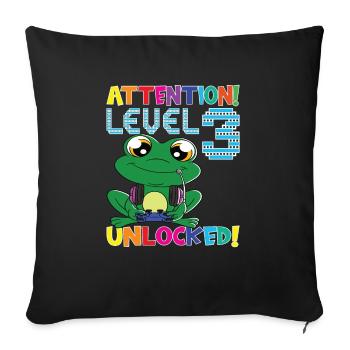 Level 3 Unlocked Gaming Birthday - Sofa pillowcase 17,3'' x 17,3'' (45 x 45 cm) - black - Front