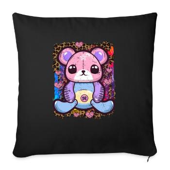 Kawaii Goth Teddy Bear - Sofa pillowcase 17,3'' x 17,3'' (45 x 45 cm) - black - Front