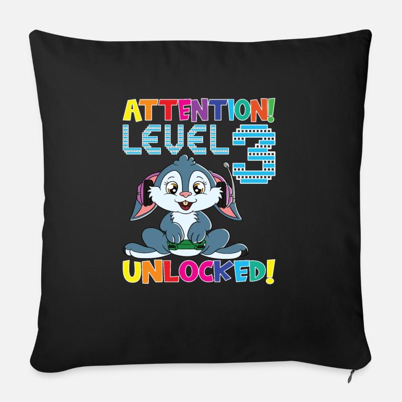 Level 3 Unlocked Gaming Geburtstag - Sofakissenbezug 45 x 45 cm - Schwarz
