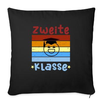 2. Klasse Smile Schulbeginn T shirt - Sofakissenbezug 45 x 45 cm - Schwarz - Vorne
