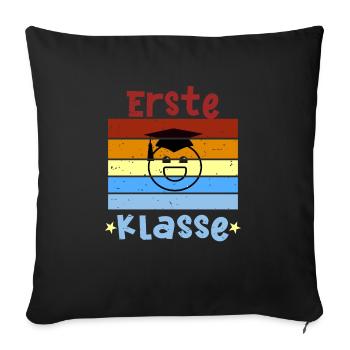 1. Klasse Smile Schulbeginn T shirt - Sofakissenbezug 45 x 45 cm - Schwarz - Vorne