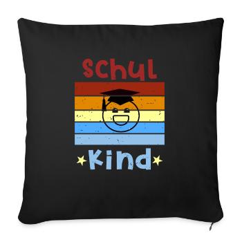 Schulkind 1. Klasse Smile Schulbeginn T shirt - Sofakissenbezug 45 x 45 cm - Schwarz - Vorne